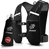 Running Hydration Vest with 500 ml Water Bottle & Water-Resistant Phone Pouch – Lightweight Reflective Running Vest with 6 Secure Pockets, Adjustable Fit for Men & Women, Breathable Mesh Design