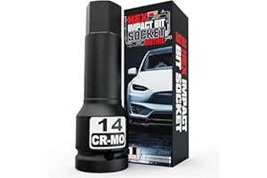 Aiourx 1/2-Inch Drive 14 mm Hex Impact Bit Socket, H14 Allen Bit Socket, Metric, Premium Cr-Mo Steel, for Automotive or Electrical Work