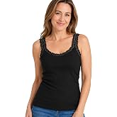 Codida Lace Camisole for Women Cotton Airy Soft Stretch Cami Undershirt | Comfy Stretch Tank Tops with Lace-Trim, Fitted Silhouette, Sizes S-3xl for Wearing Alone or Layering