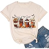hcihgzr Halloween Shirts for Women Leopard Pumpkin Shirts Cute Fall Short Sleeve Graphic Tee Tops