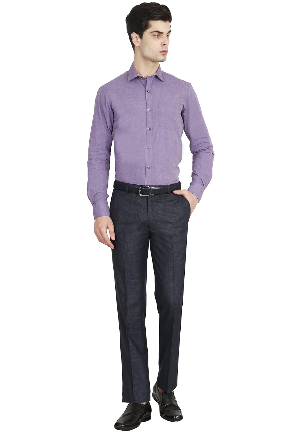 mchenry men's regular fit poly viscose checkered formal trousers