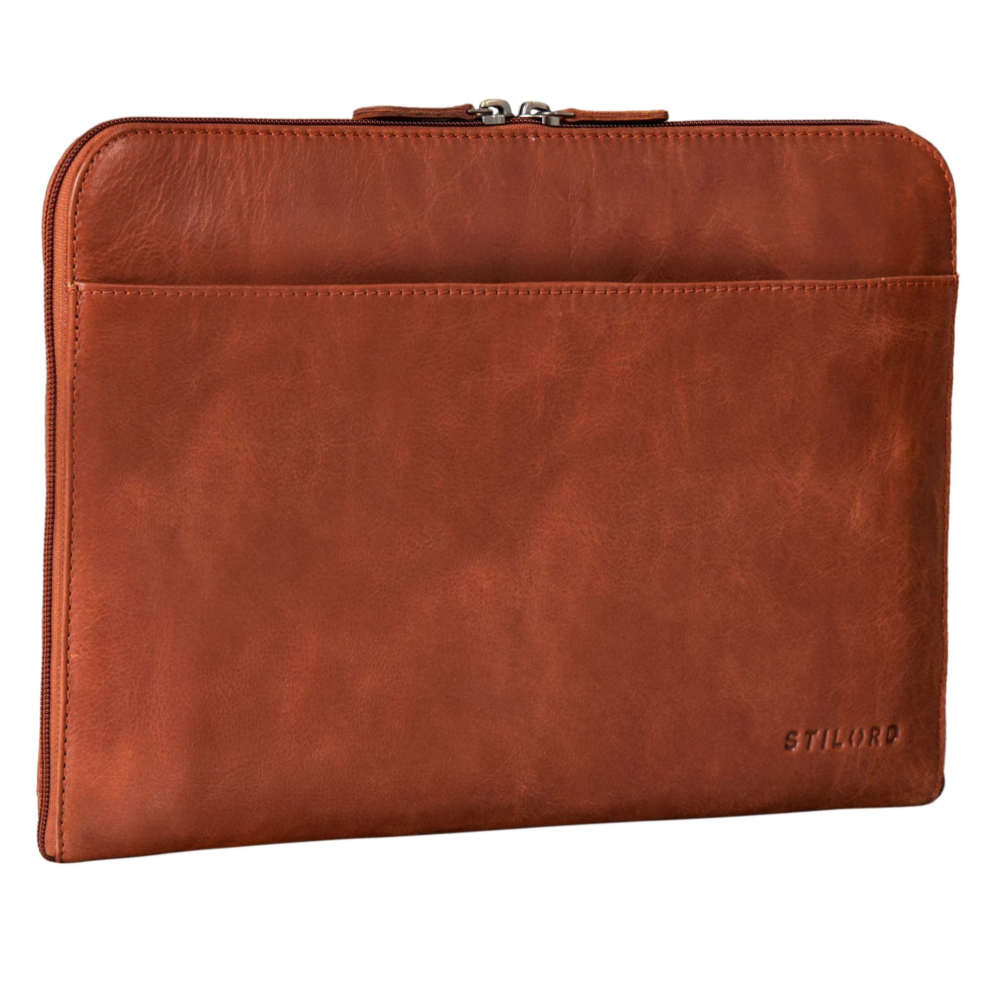STILORD "Troy" Laptop Sleeve 13.3 inch Leather Vintage Laptop Bag PC Cover for MacBook Notebook Document Folder Business Organizer Work Bag Colour:Vegetable - Brown