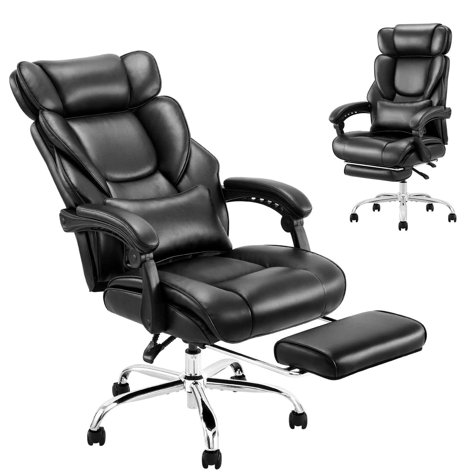 Photo 1 of *************MISSING HARDWARE-FOR PARTS ONLY*****************
COLAMY Office Chair with Retractable Footrest, Ergonomic High Back Design Executive Computer Desk Chair with Removable Lumbar Pillow, 90-135°Reclining, Thick Bonded Leather for Home Office Work