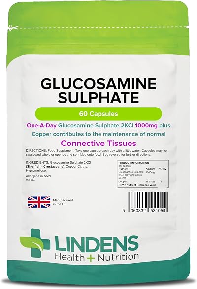 Lindens Glucosamine Sulphate 1000mg 60 Caps UK Made Joint Care 1 a Day