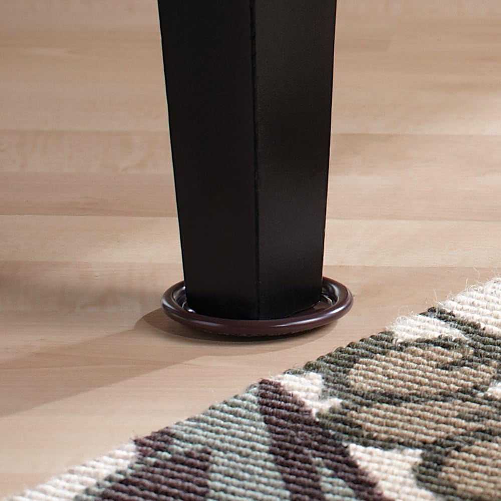 SoftTouch 4291195N 4 Inch, 4 Pack Carpet Bottom Furniture Caster Cups Round to Protect Hardwood Floors, Brown/Gray, 4 Piece - Furniture Cups - 