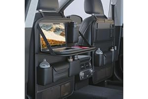 2 Pack Car Backseat Organizer, Car Storage Organizer with Foldable Table Tray,Leather Car Seat Back Protectors Kick Mats with