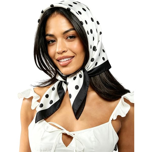 Verdusa Women's Polka Dots Head Scarf Y2k Vintage Square Bandana