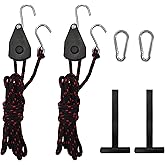 REEYAK Rope Tie Downs, 3/8" x 15ft Straps Heavy Duty Adjustable Pulley Rope Clip Hanger for Kayak Canoe(2-Pack)