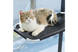 LSAIFATER Cat Window Perch, Cozy Cat Window Hammock for Sunbathing Experience, Give Your Cat The Best Seat in The House with a Cat Window Bed - The Best Cat Perch for Your Furry Friend (L, Black)