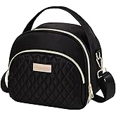 LLEGASTE Black Cute Insulated Lunch Tote Bag for Women Work,Reusable Adult Lunch Box for Women, Stylish Wide Open Cooler Bag for Work(Black)