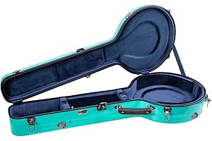 Crossrock Deluxe Fiberglass Case Fits for 5-String Resonator Banjo with Removable Shoulder Straps-Mint Blue(CRF2020BJMB)