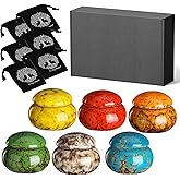 CHONOVO Small Urns for Human Ashes Keepsake Set of 6, 1.6'' Cremation Keepsakes Urns for Ashes Ceramic Decorative Mini Urn for Adult Women Male Ashes Pet Urn Dog Cat Funeral Ashes Keepsake 6 Colors