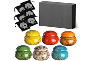 CHONOVO Small Urns for Human Ashes Keepsake Set of 6, 1.6'' Cremation Keepsakes Urns for Ashes Ceramic Decorative Mini Urn for Adult Women Male Ashes Pet Urn Dog Cat Funeral Ashes Keepsake 6 Colors