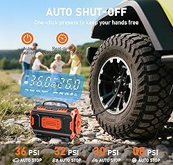 Tire Inflator Portable Air Compressor, 12V DC 110V
