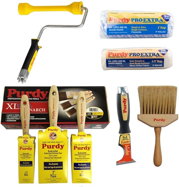 Purdy Paint & Decorating Set Brushes Scraper Cageless Roller Frame