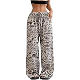 SweatyRocks Women's Loose Wide Leg Pants Zebra Striped Low Waist Y2K Palazzo Trousers