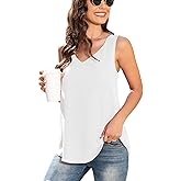 Jouica Women's Summer Sleeveless Chiffon Blouse Business Casual Tank Flowy Tops for Women