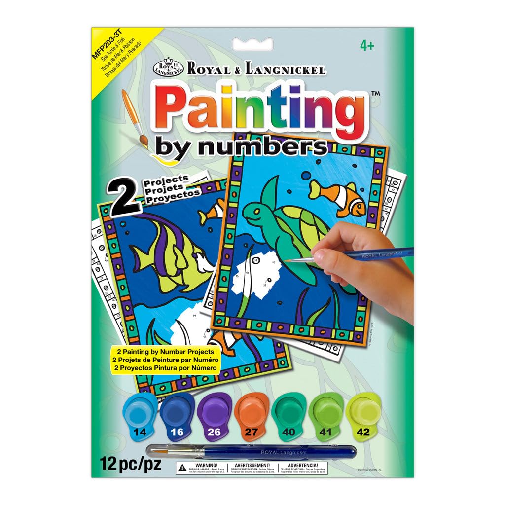 Royal & Langnickel My First Painting by Number Sea Turtle and Fish Designed Painting Set (Pack of 2)