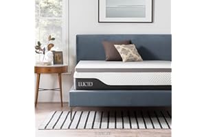 Lucid 2 Inch Bamboo Charcoal Infused Memory Foam Mattress Topper - Queen Size – Moisture and Odor Control - Ventilated - Plush Feel, Pressure-Relieving Bed Topper – CertiPur Certified