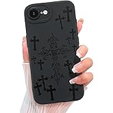 KANGHAR for iPhone 16e Case Aesthetic Blessed Cross Jesus Christian Goth Designed for Women Girls Men, Full Camera Protection Slim Fit Soft TPU Shockproof Protective Cover - Black