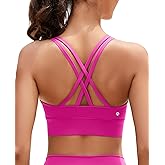 AegisChic Strappy Sports Bra for Women Yoga Sports Bras Criss-Cross Back Workout Medium Support with Removable Cups