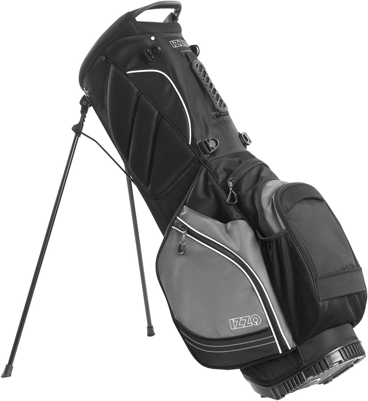 Izzo Golf Ultra-Lite Stand Golf Bag with Dual-Strap & Exclusive Features, Black/Gray: Sports & Outdoors