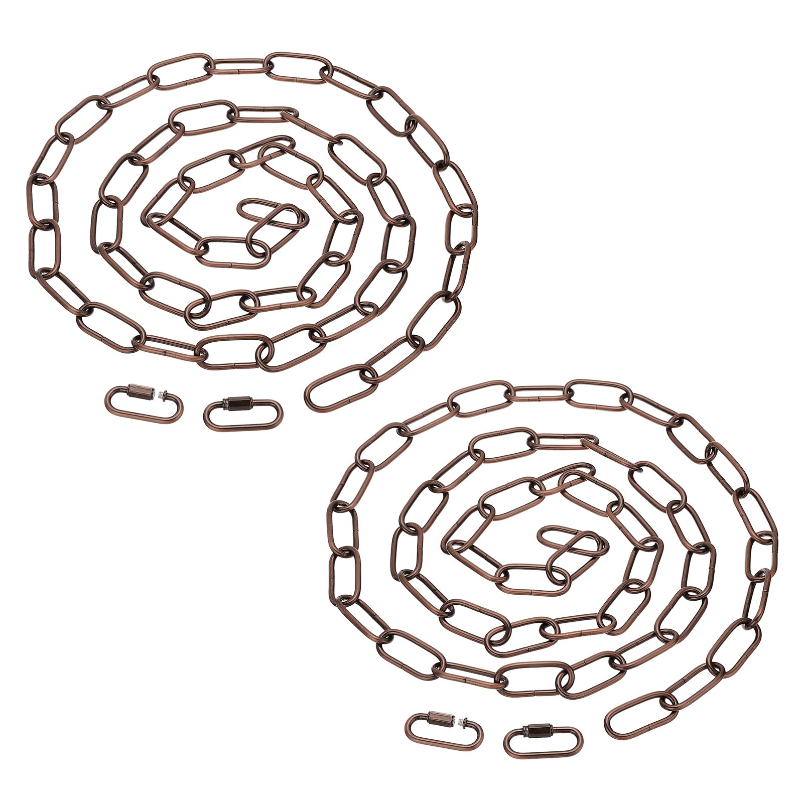 PATIKIL 6ft Lighting Hanging Chain, 2pcs Metal Looping Chain with Quick Link Screw Lock Connectors for Plant Pot Chandelier Pendant Light Fixture, Red Bronze