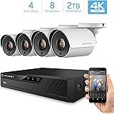 Amcrest 4K Security Camera System 8CH 8MP Video DVR with 4X 4K 8-Megapixel Indoor Outdoor Weatherproof IP67 Cameras, 2TB Hard Drive, 100ft Night Vision, for Home Business (AMDV80M8-4B-W)