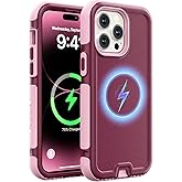 Follaroma for iPhone 14 Pro Max Case, Compatible with MagSafe, Heavy Duty Shockproof Protective Phone Case, Anti-Drop Protection, Dual Layer Magnetic Phone Cover for iPhone 14 Pro Max,6.7",Purple Pink