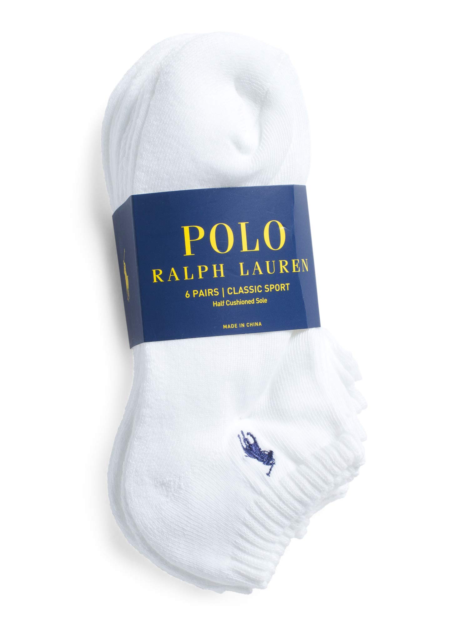 Photo 1 of Polo Ralph Lauren Mens NO Show Socks (Size 6-12, White 6 Pairs)