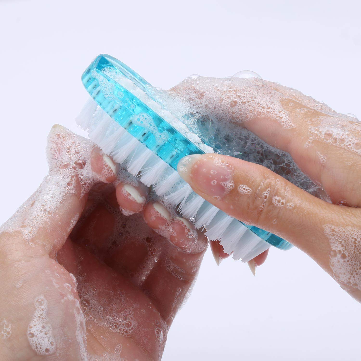 Cleaning Nail Brush Handle Scrubbing Brushes Plastic 2 Side with Soft Bristle for Manicure Pedicure Women Kids 4 Pack : Beauty