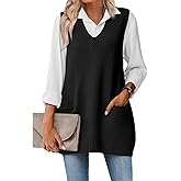 Zeagoo Women's Sweater Vest 2026 Oversized Sleeveless V Neck Pullovers with Pocket Knitted Fall Outfits