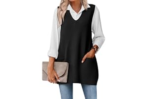 Zeagoo Women's Sweater Vest 2025 Oversized Sleeveless V Neck Pullovers with Pocket Knitted Fall Outfits