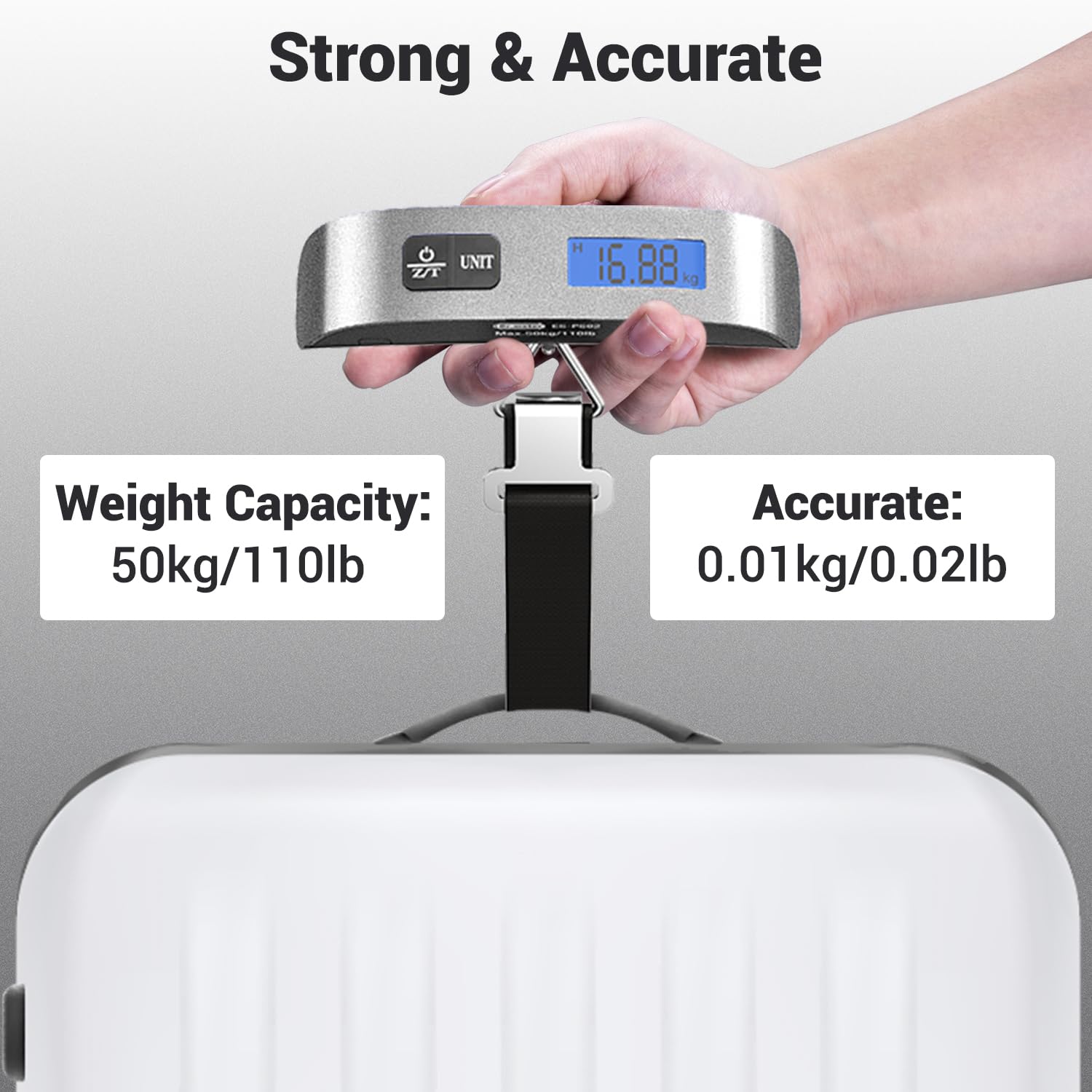 Dr.meter Luggage Scale 2 Pack Dr.meter Travel Scale Essentials Backlight LCD Display 110lb/50kg Luggage Weight Scale Portable Handheld Scale with Rubber Paint, Temperature Sensor, Battery Included