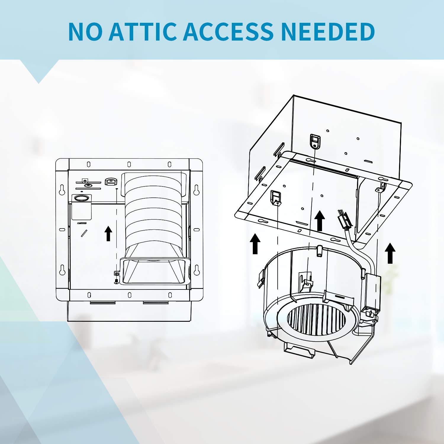 Tech Drive 110 CFM Bathroom Fan - No Attic Access Review: A - View #3