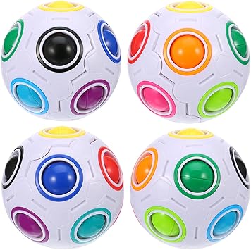 4 Piezas de Puzzle de Bola de Arco Iris Mágico Bola de Cubo de Velocidad Rompecabezas con 11 Colores de Arcoiris: Amazon.es: Juguetes y juegos