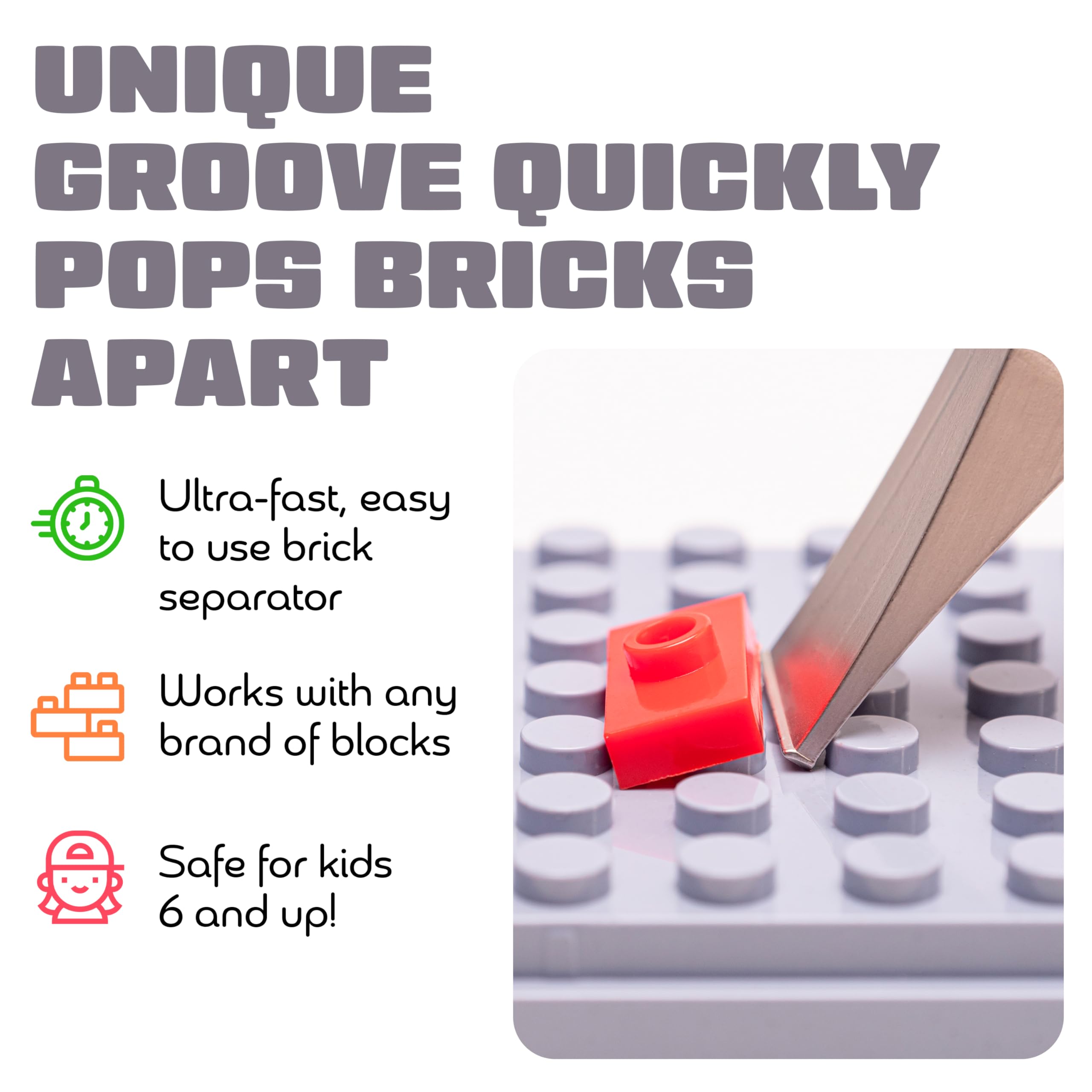Brick Popper - World's Fastest Separator Tool - Efficient Remover for Kids and Adults - Perfect for Ages 6 and Up - Essential Tool (Red)