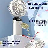 Jsdoin Hand Held Fan Portable USB Rechargeable 5 Speeds LED Display White view 4