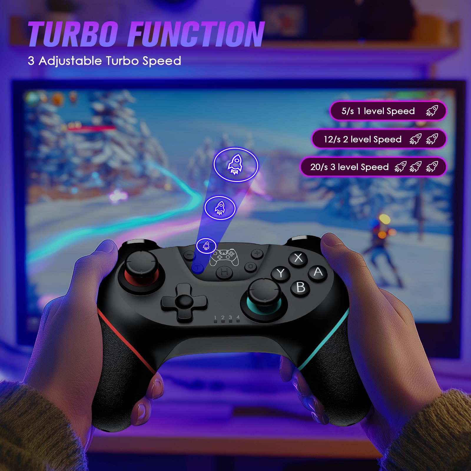 VidPPluing 2 Pack Switch Controllers, Wireless Switch Pro Controller for Switch/Lite/OLED, Game Controller with Motion Sensor/Vibration/Turbo/Charging Cable