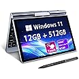 KOOTIGERS 8" Small Mini Laptop, Portable Rotating 2-in-1 Pocket PC, Windows 11 Pro, Intel N100 4-Core, 12GB LPDDR5 RAM, 512GB M.2 SSD, HD Touchscreen, WiFi 6, Gigabit Ethernet