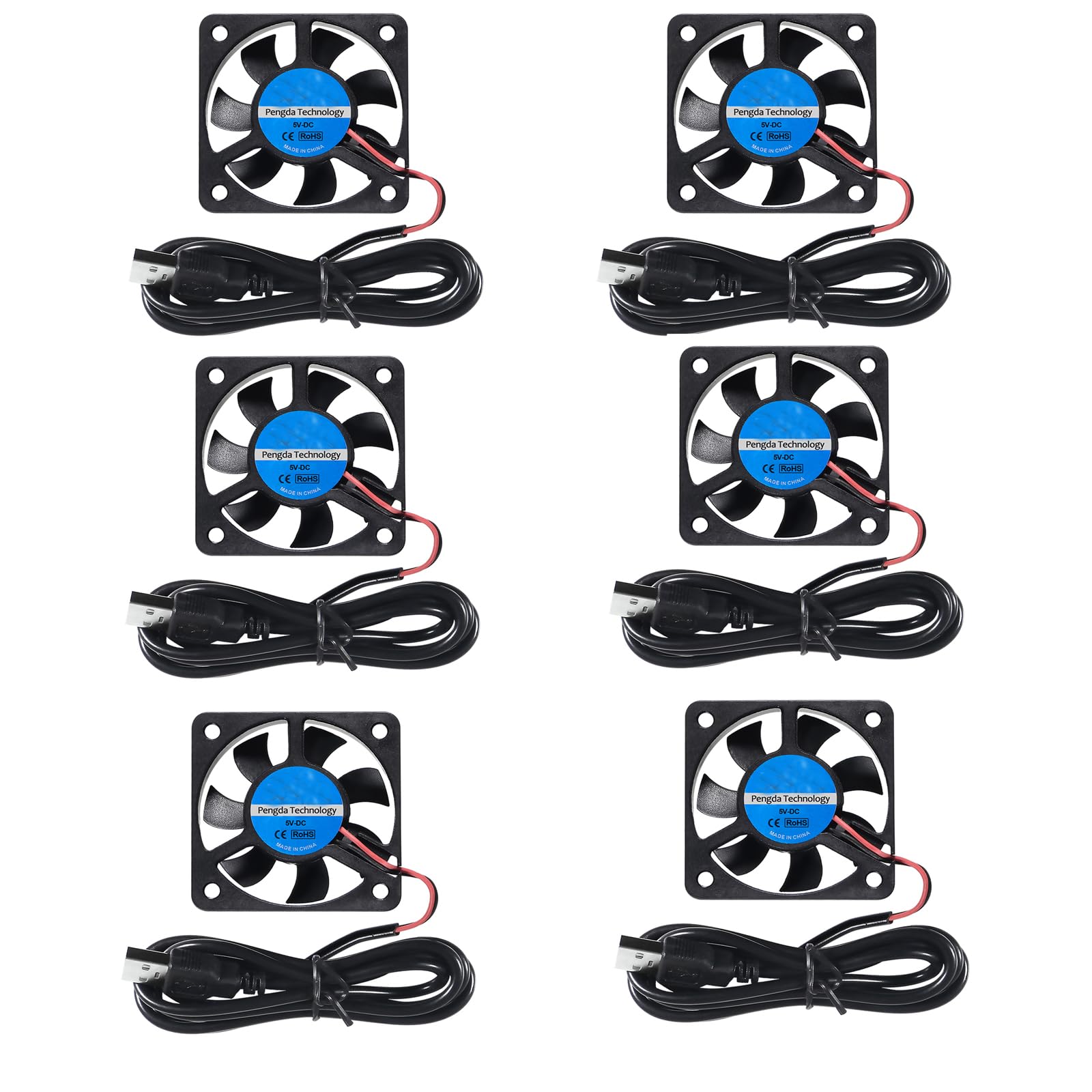 DORHEA 5V USB Brushless Cooling Fan 50 X 50 X 10mm with USB Computer CPU Cooler - 6PCS 5010 3D Printer Fan