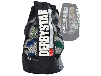 Derbystar Ballsack 10 Fußbälle große Balltasche Ballnetz Fußball Handball Basketball schwarz ca.75x43 cm (Lieferung ohne Inha