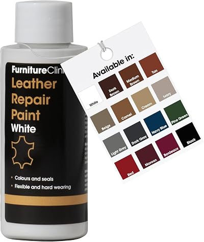 Furniture Clinic Leather Repair Paint & Dye White 50ml Self Seal Colourant
