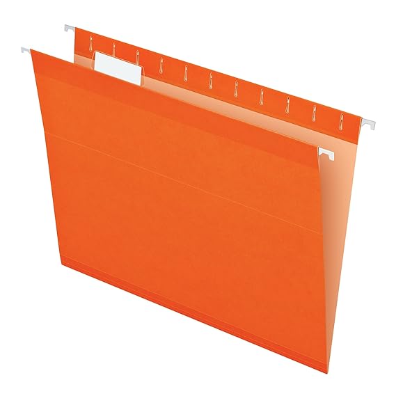 Pendaflex Reinforced Hanging Folders, Letter Size, Orange, 25 per Box