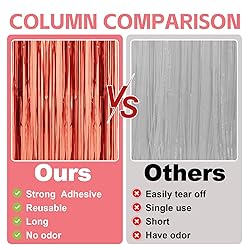 PABUES 10 Pack 3.3 x 6.6 FT Pink Foil Fringe