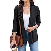 Yekaty 3/4 Sleeve Cardigan for Women Lightweight Open Front Summer Soft Drape Cardigans