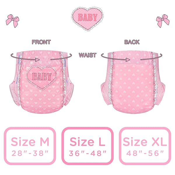 LITTLEFORBIG PRINTED ADULT BRIEF DIAPERS 10 PIECES – BLUSHING BABY PINK(XL)