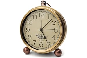 Maxspace Vintage Analog Clock,5.2 inch Super Silent Clock,Battery Operated Alarm Clock for Bedrooms Desk Travel and Room Decor