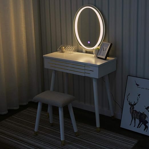 vanity table with light up mirror