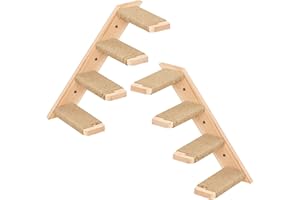 PELUOMOZ Cat Wall Shelves 2PCS Four Steps Reversible Left & Right Direction, Cat Shelf Stairway for Wall with Jute Scratching